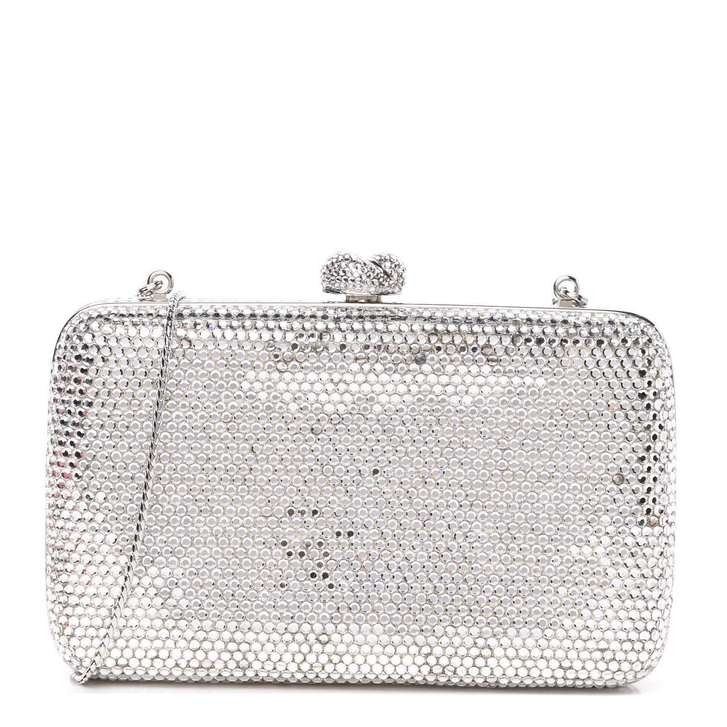 Crystal Minaudiere Clutch Silver