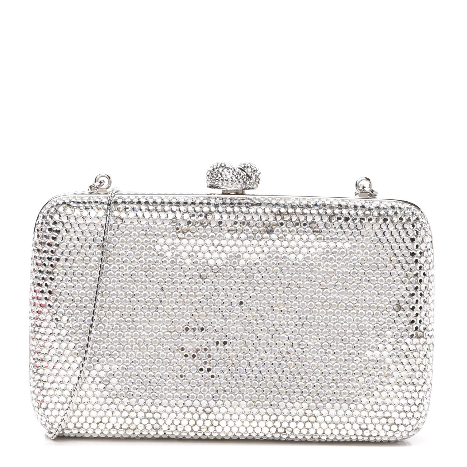 Judith Leiber Crystal Minaudiere Clutch Silver 1 of 9