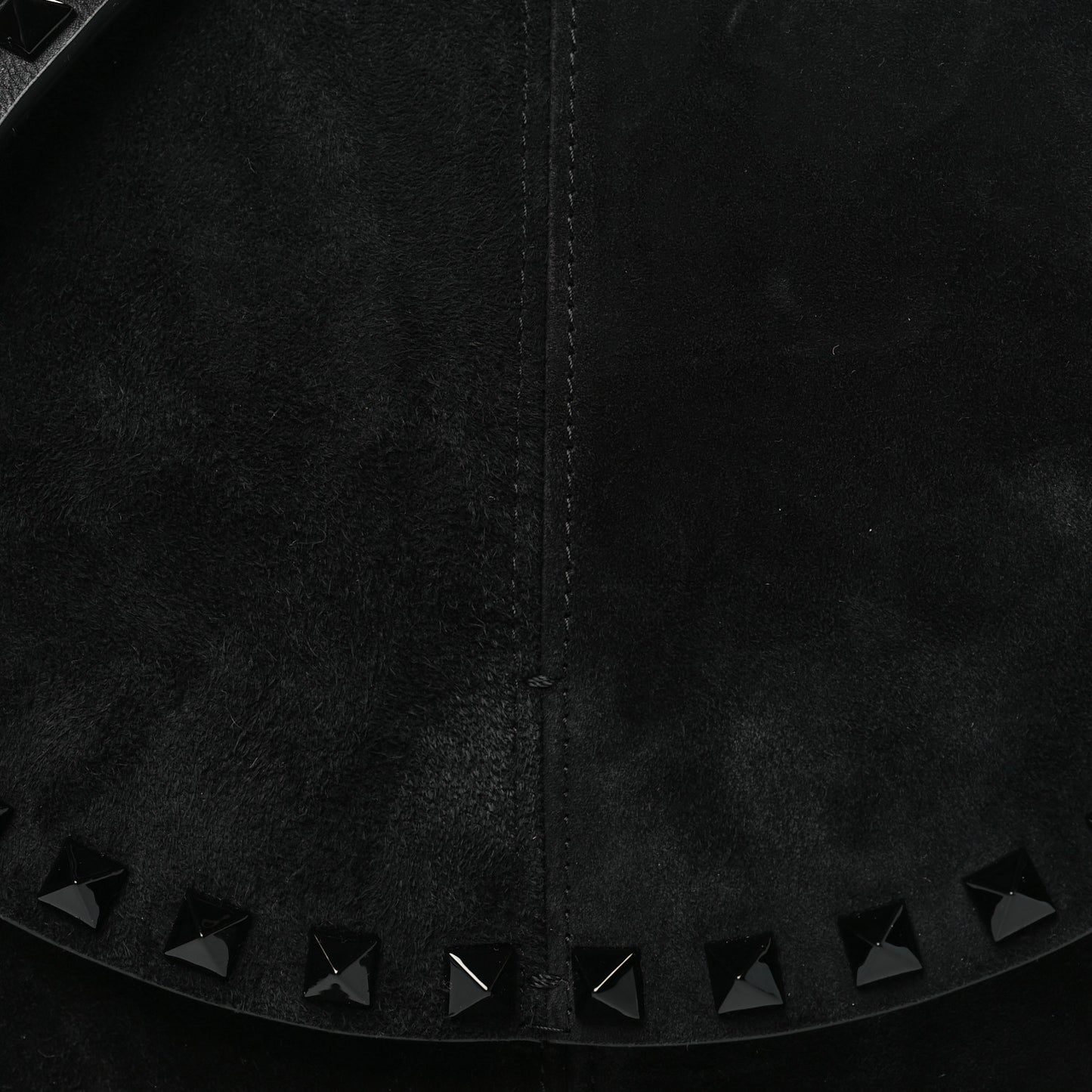 Suede Calfskin Rockstud Halfmoon Saddle Bag Black