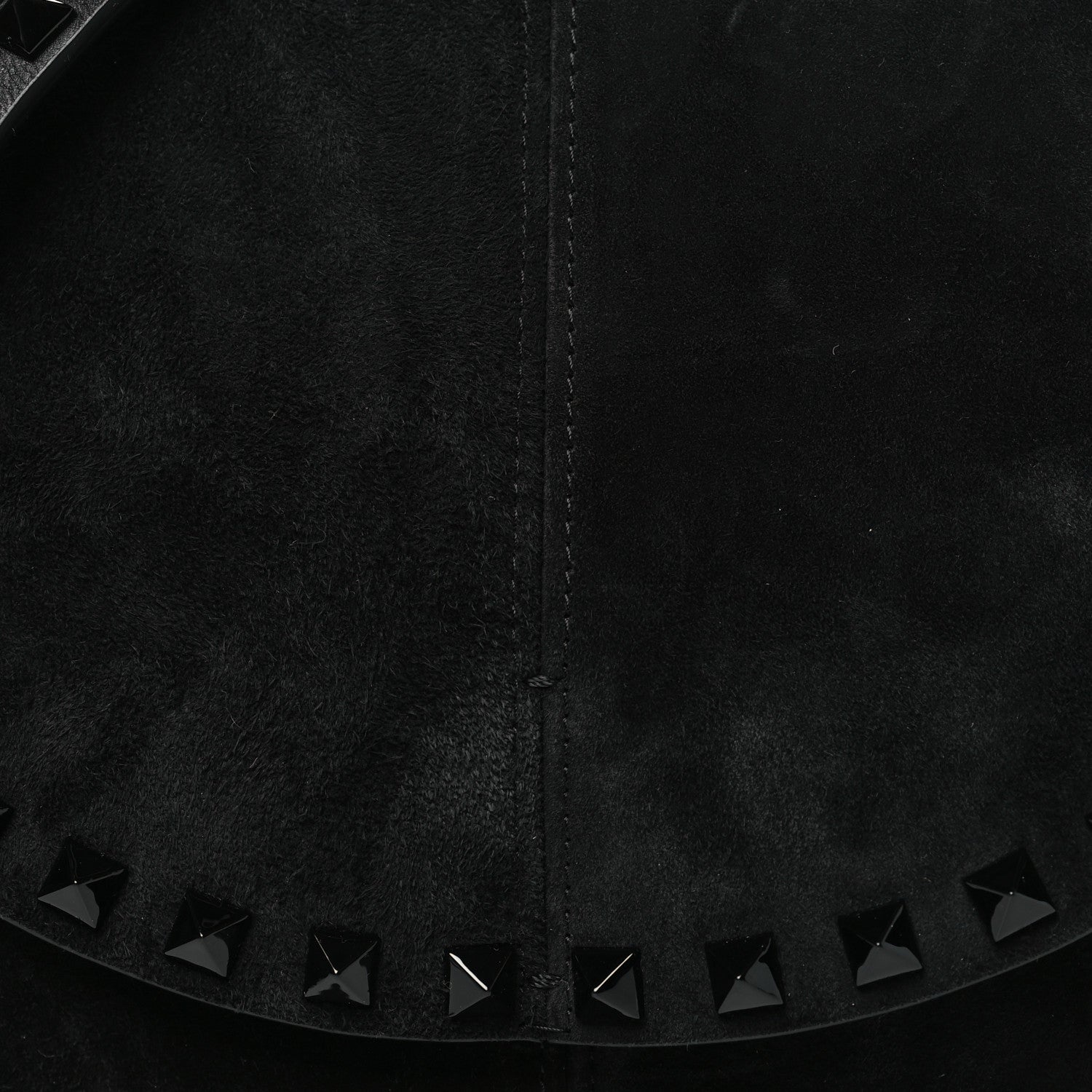 Valentino Garavani Suede Calfskin Rockstud Halfmoon Saddle Bag Black 7 of 9