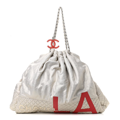 Chanel Metallic Jersey Quilted LA Tote Silver 1 of 10