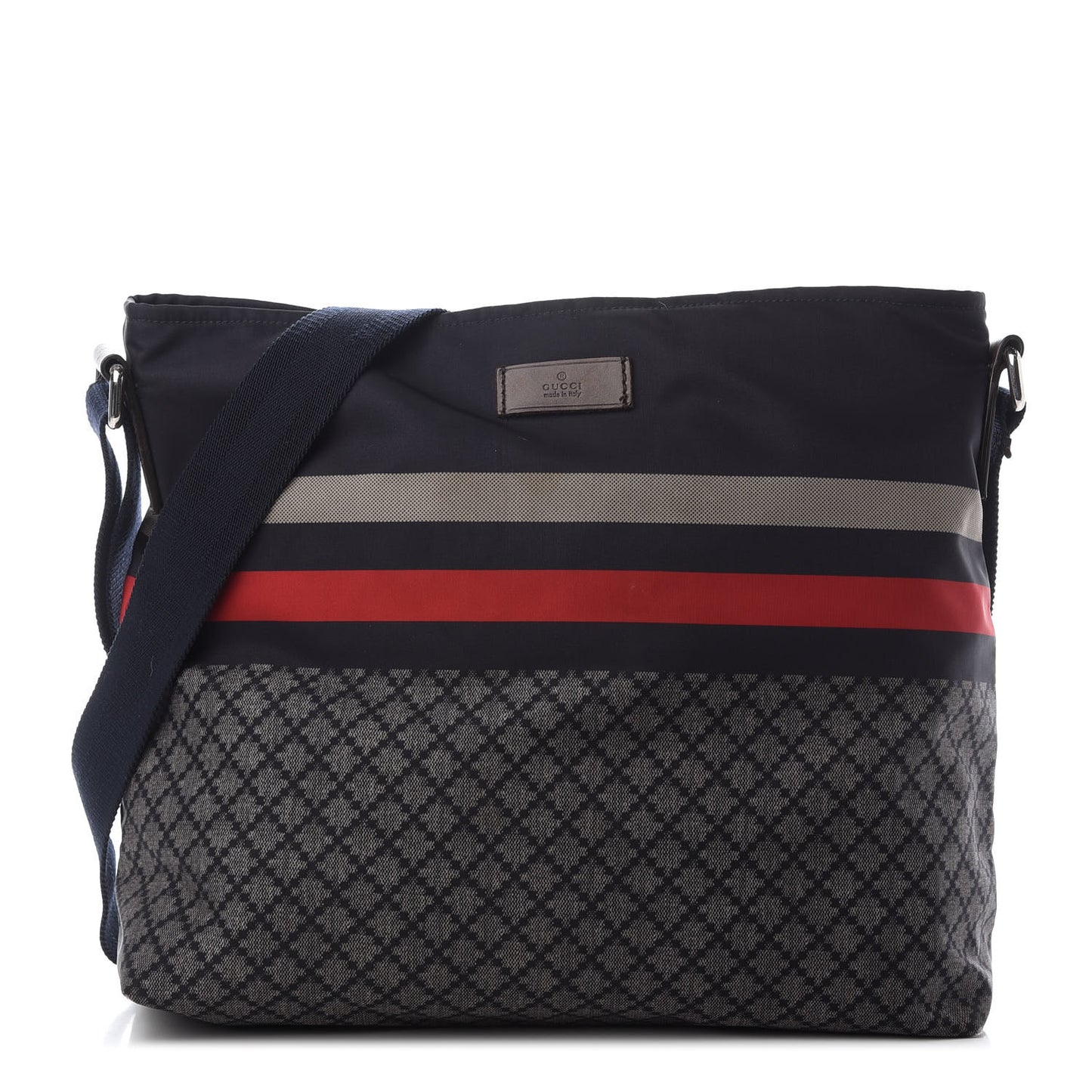 Nylon Diamante Medium Flat Messenger Bag Navy