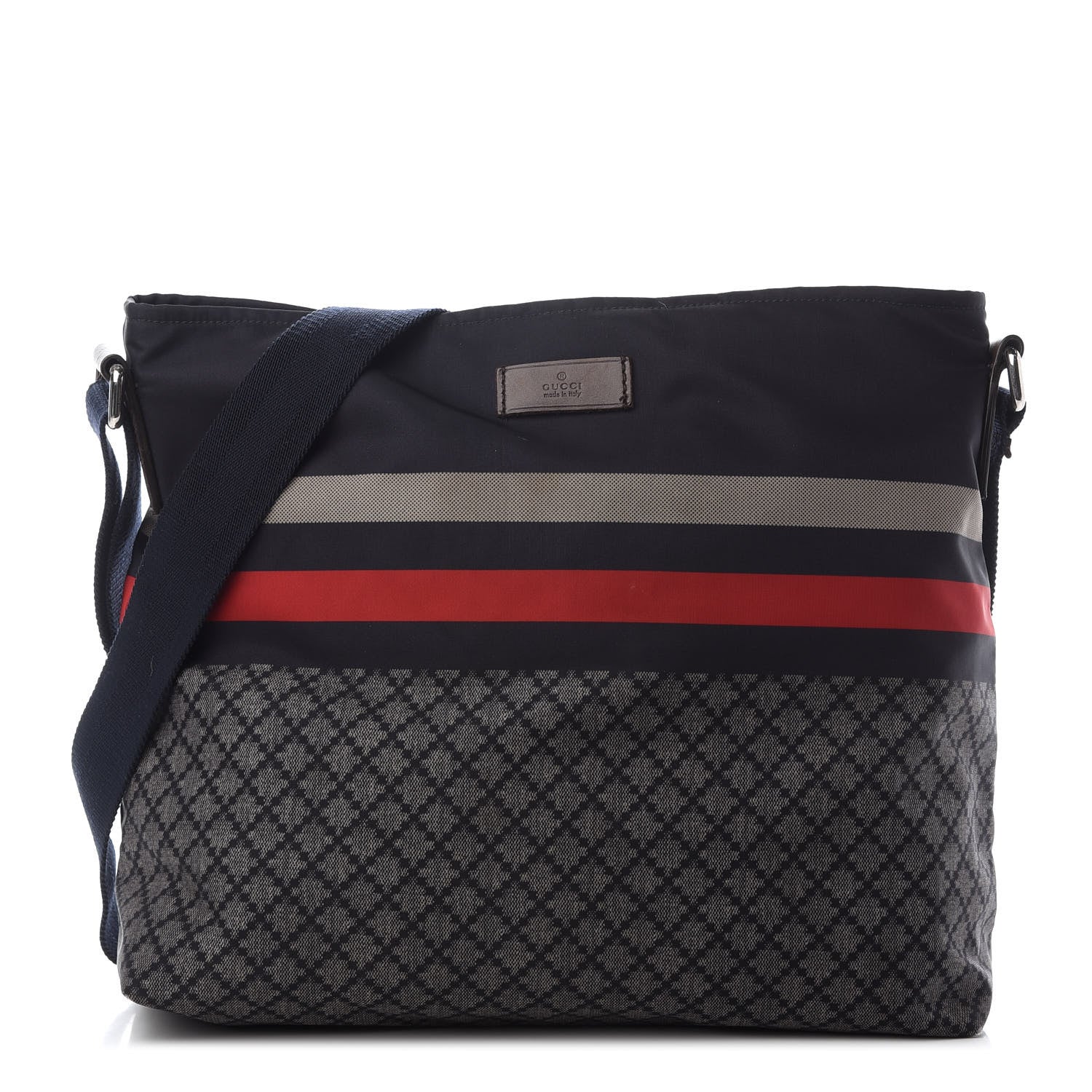 Gucci Nylon Diamante Medium Flat Messenger Bag Navy 1 of 10