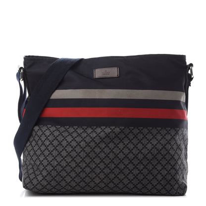 Gucci Nylon Diamante Medium Flat Messenger Bag Navy 1 of 10