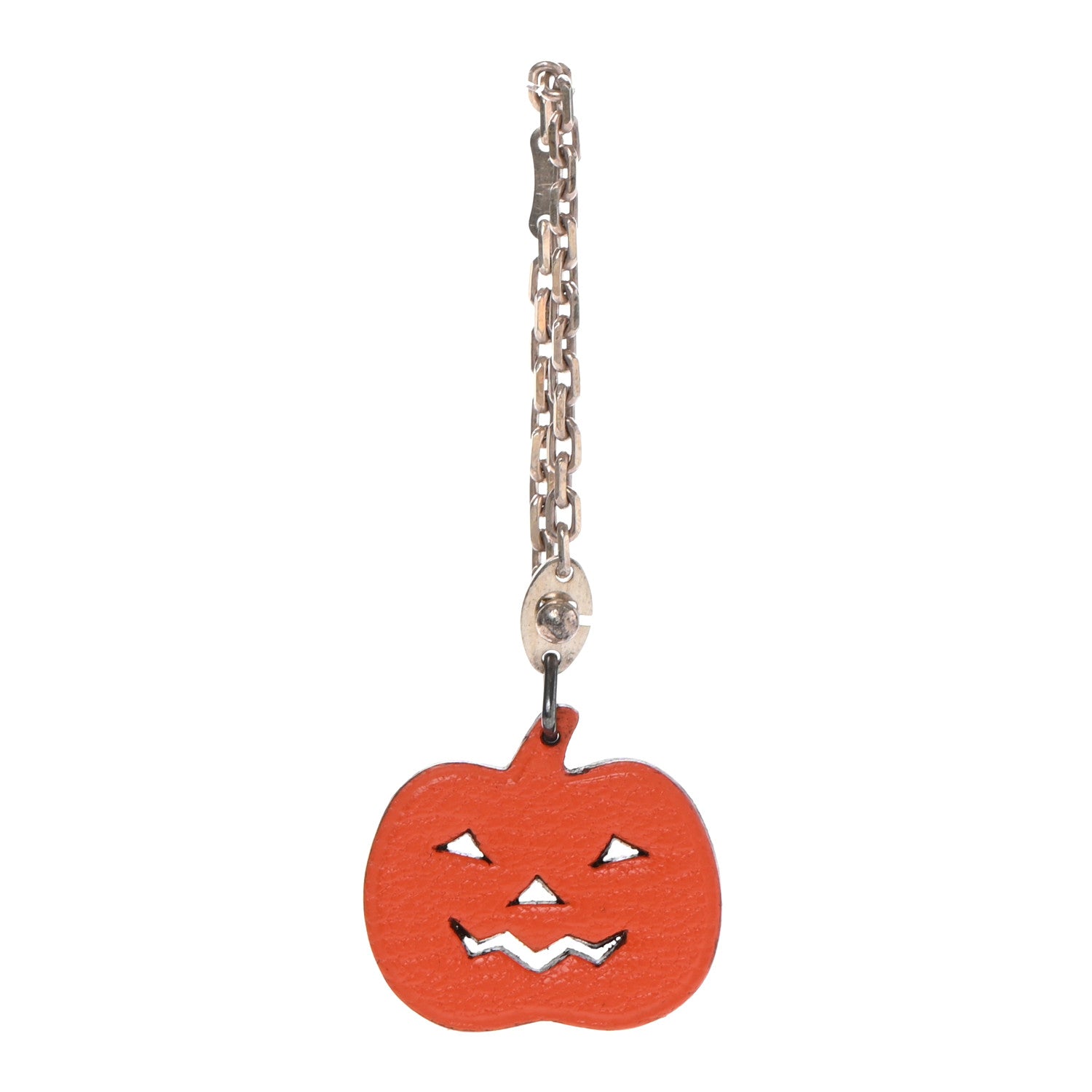 Hermes Chevre Pumpkin Key Chain Bag Charm Orange 1 of 5