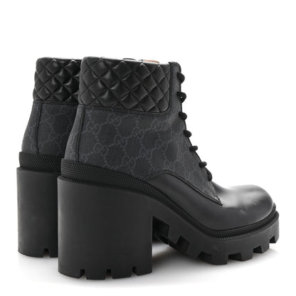 Gucci Apollo Calfskin GG Supreme Nappa Samoa Quilted Lace Up Ankle Boots 40 Black 5 of 9