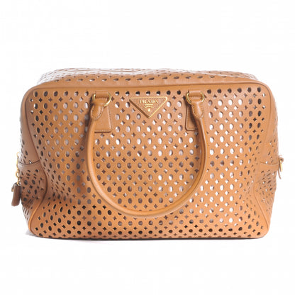 Prada Saffiano Perforated Bowler Caramel 1 of 8