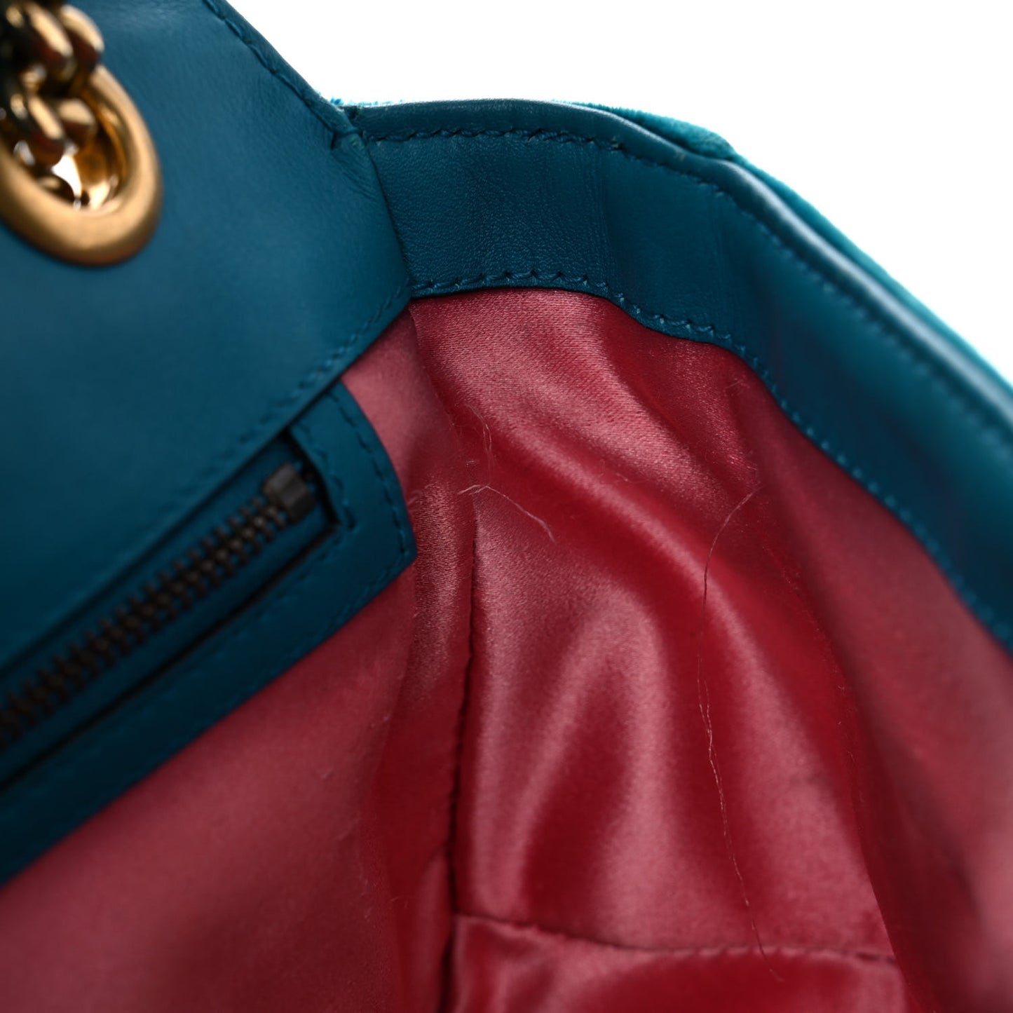 Velvet Matelasse Small GG Marmont Shoulder Bag Pavone Cyan
