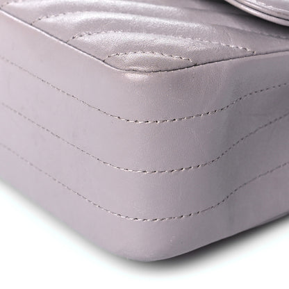 Chanel Iridescent Calfskin Chevron Quilted Mini Rectangular Flap Grey 10 of 12