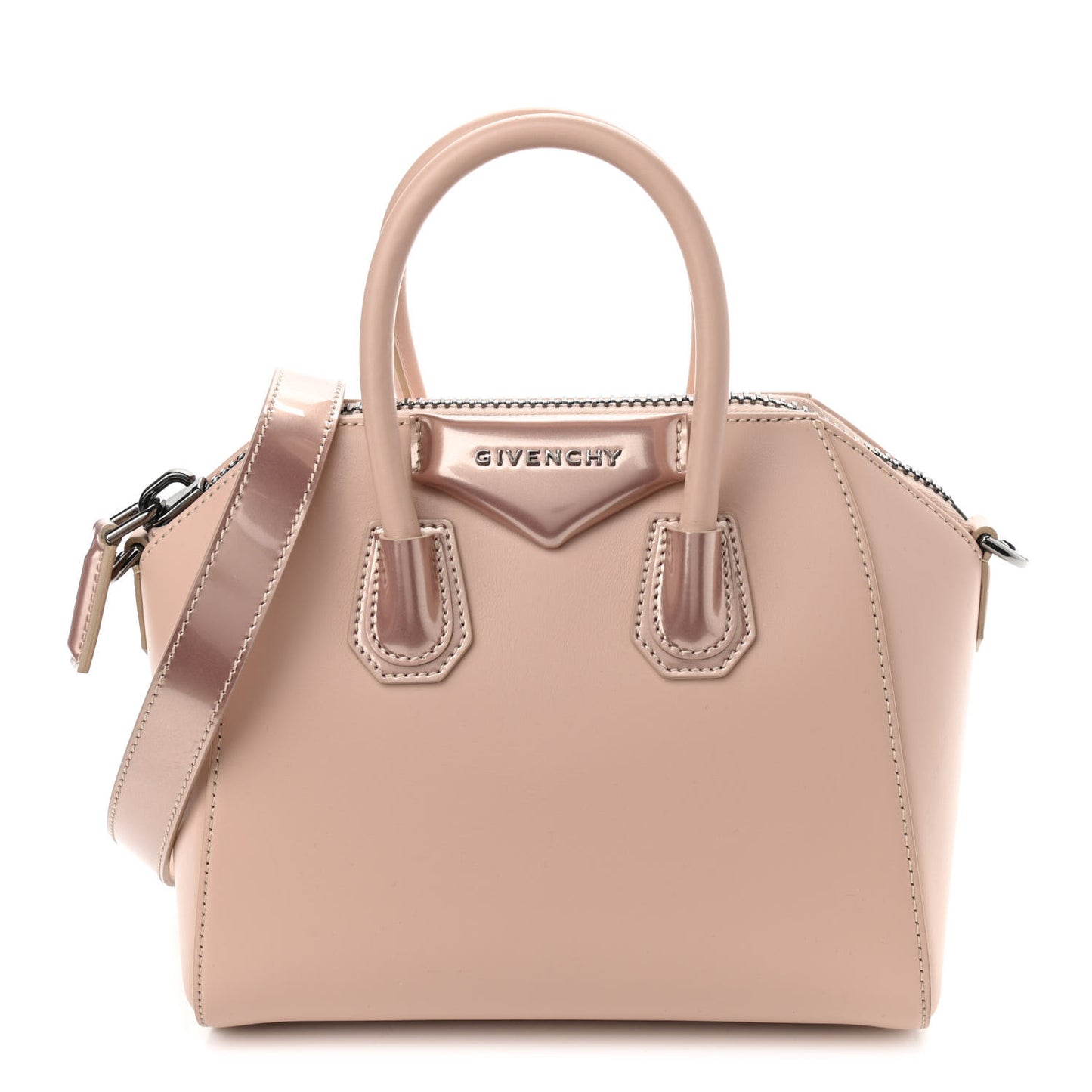 Metallic Calfskin Mini Antigona Light Pink
