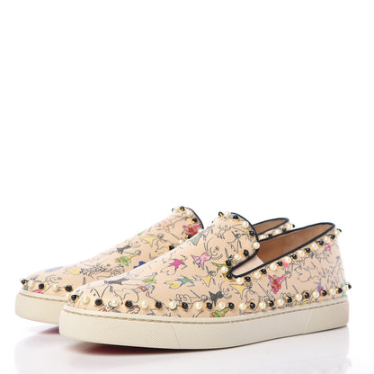 Christian Louboutin Canvas Beaded Printed Boat Flats 41 3 of 9