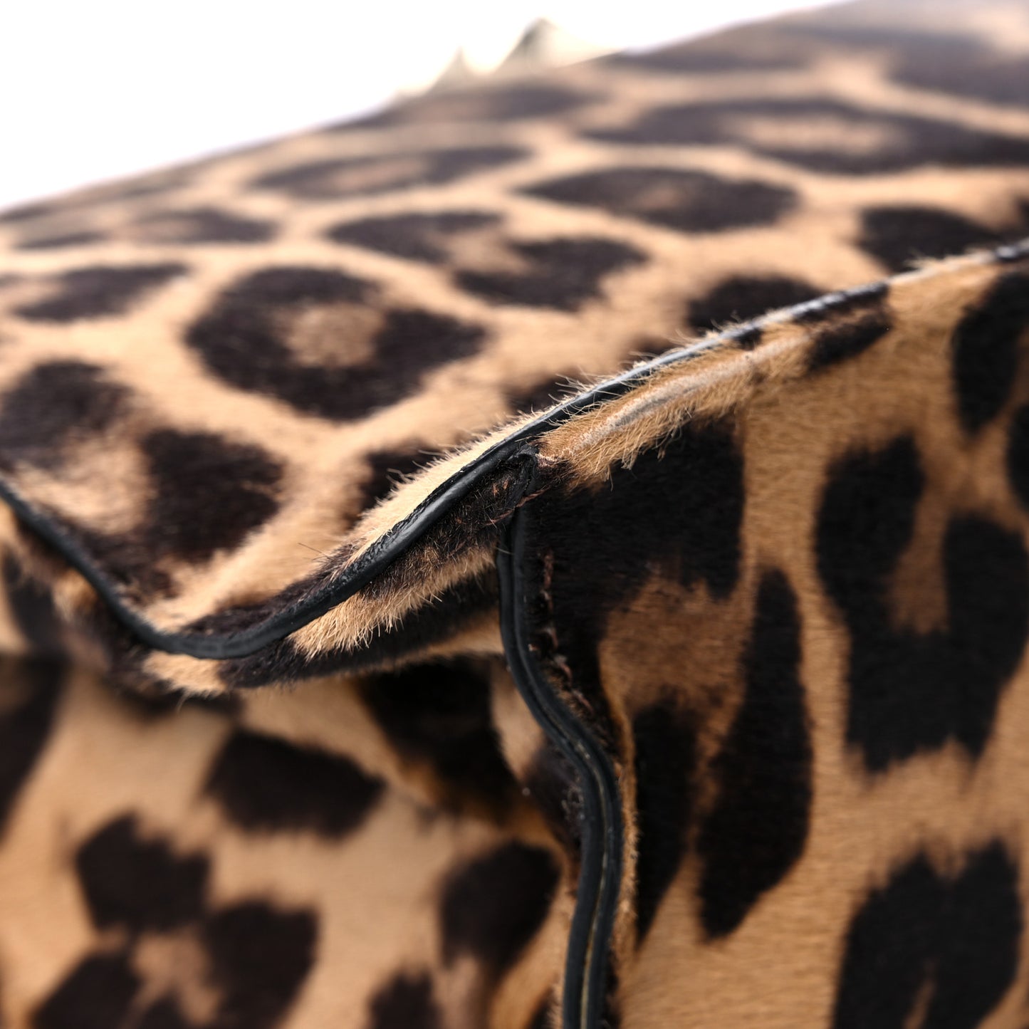 Calf Hair Leopard Print Large Glam Lock Rockstud Flap