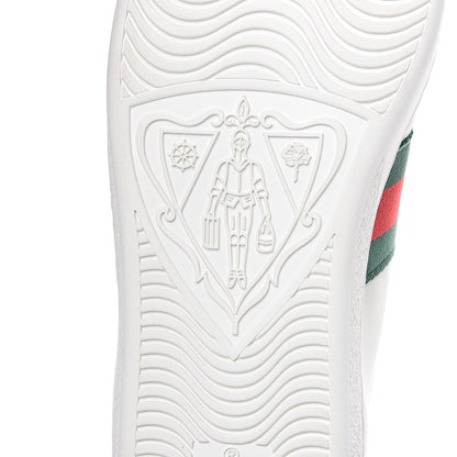 Gucci Calfskin Ayers Bee Embroidered Womens Ace Sneakers 37.5 White Green 7 of 10