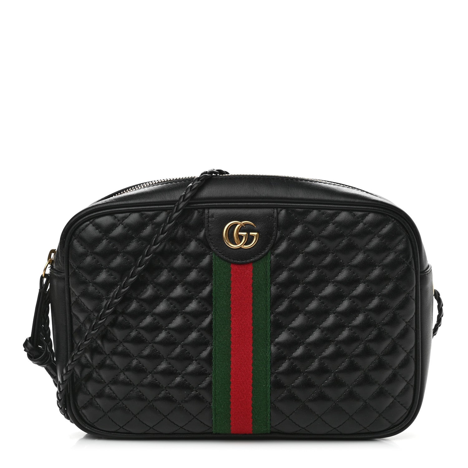 Gucci Calfskin Web Trapuntata Small GG Shoulder Bag Black 1 of 11