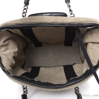 Chanel Washed Toile Calfskin Quilted Trolley Beige Black 6 of 10