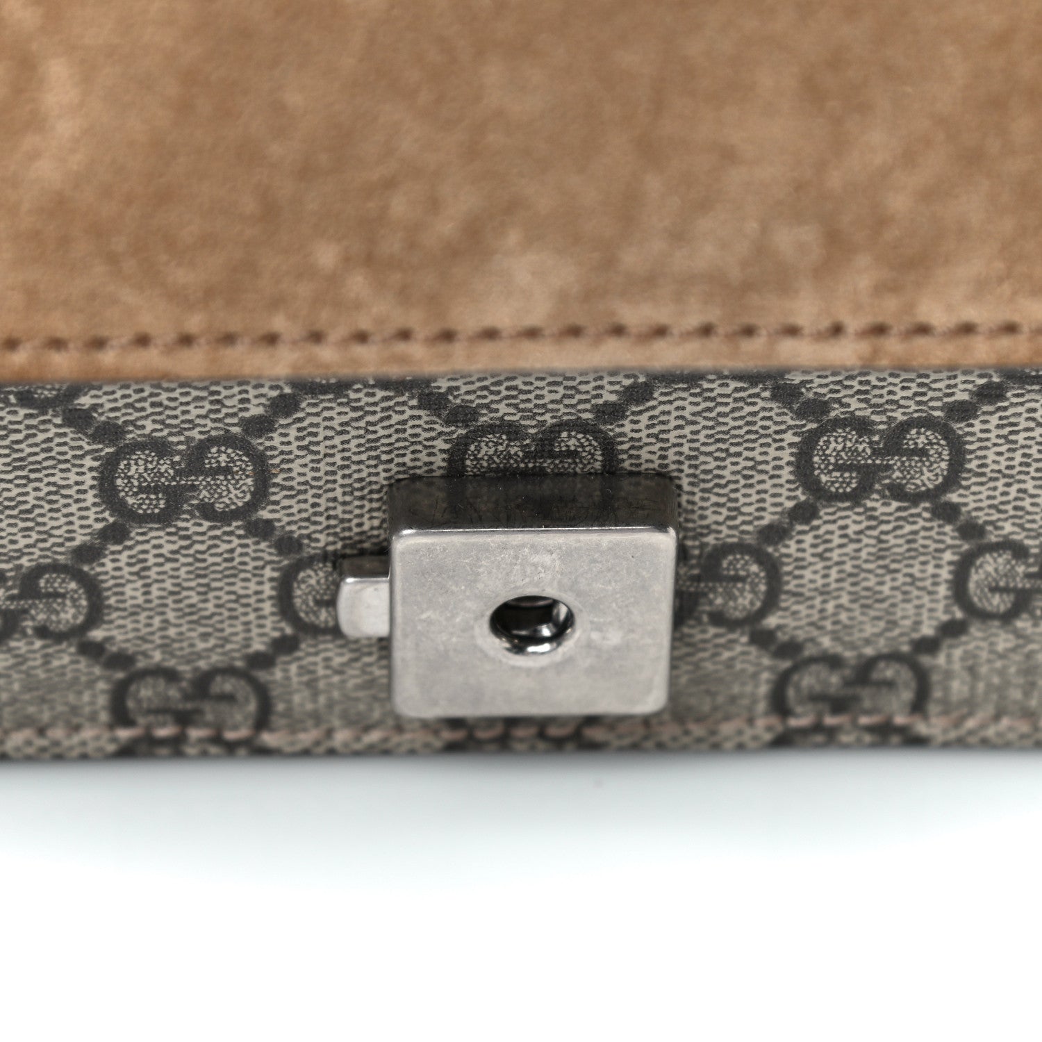 Gucci GG Supreme Monogram Suede Crystal Small Dionysus Shoulder Bag Beige Ebony Taupe 15 of 15