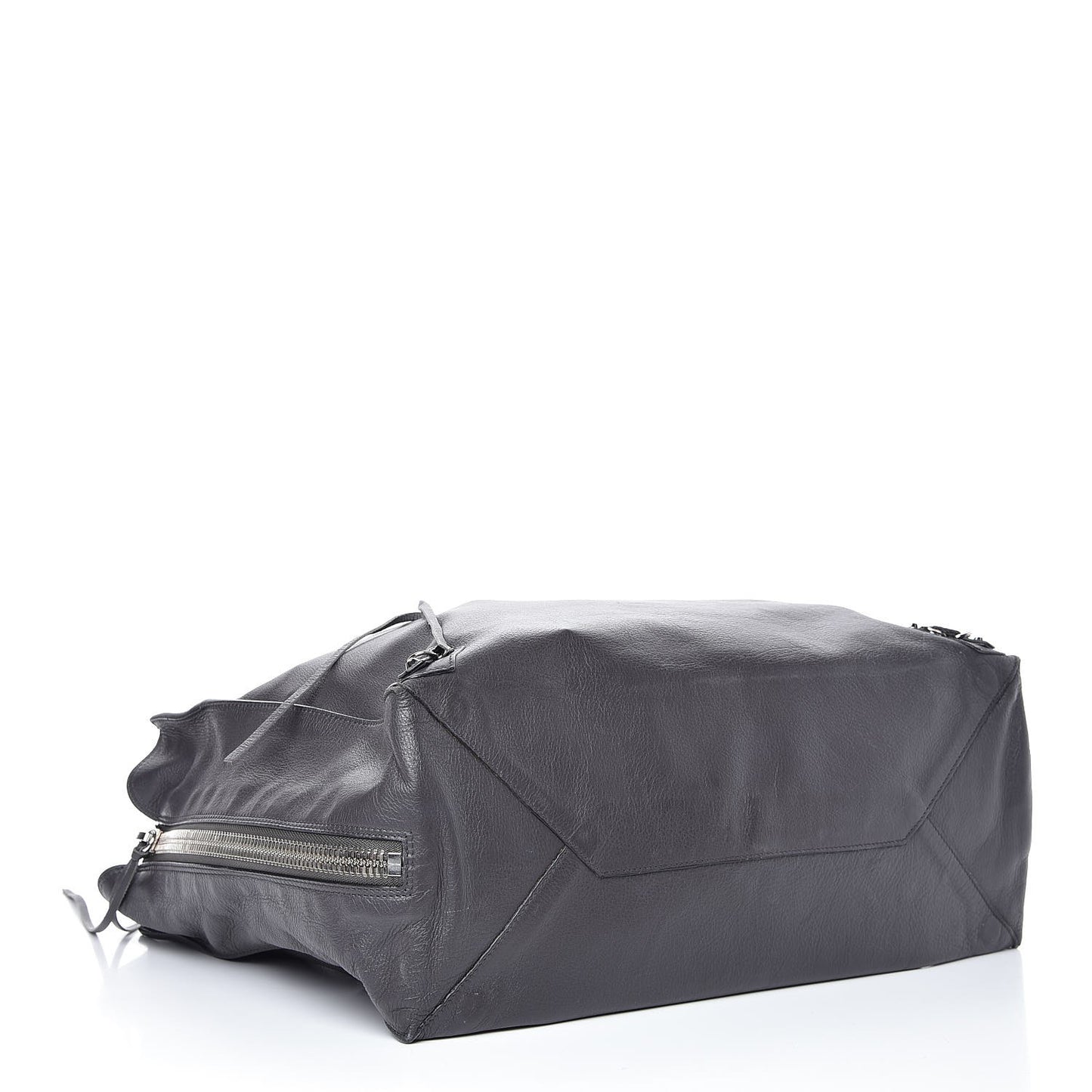 Veau Papier A4 Zip Around Tote Gris Fossile