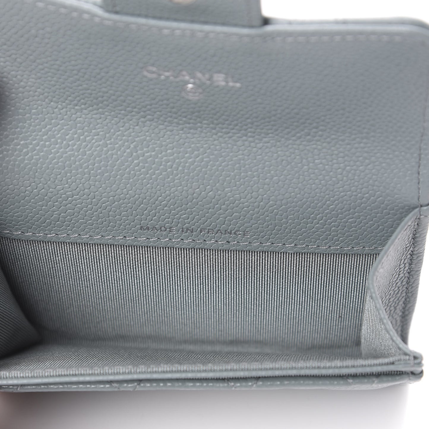 Caviar Quilted Flap Card Holder Wallet Blue