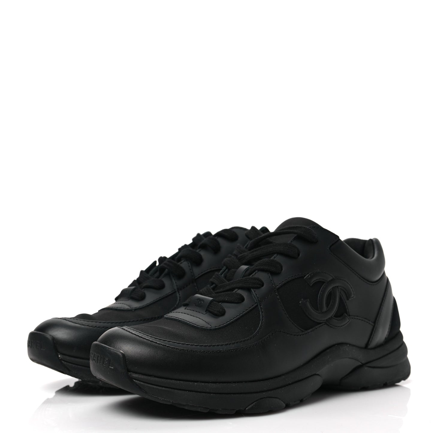 Lambskin Fabric CC Sneakers 39 Black
