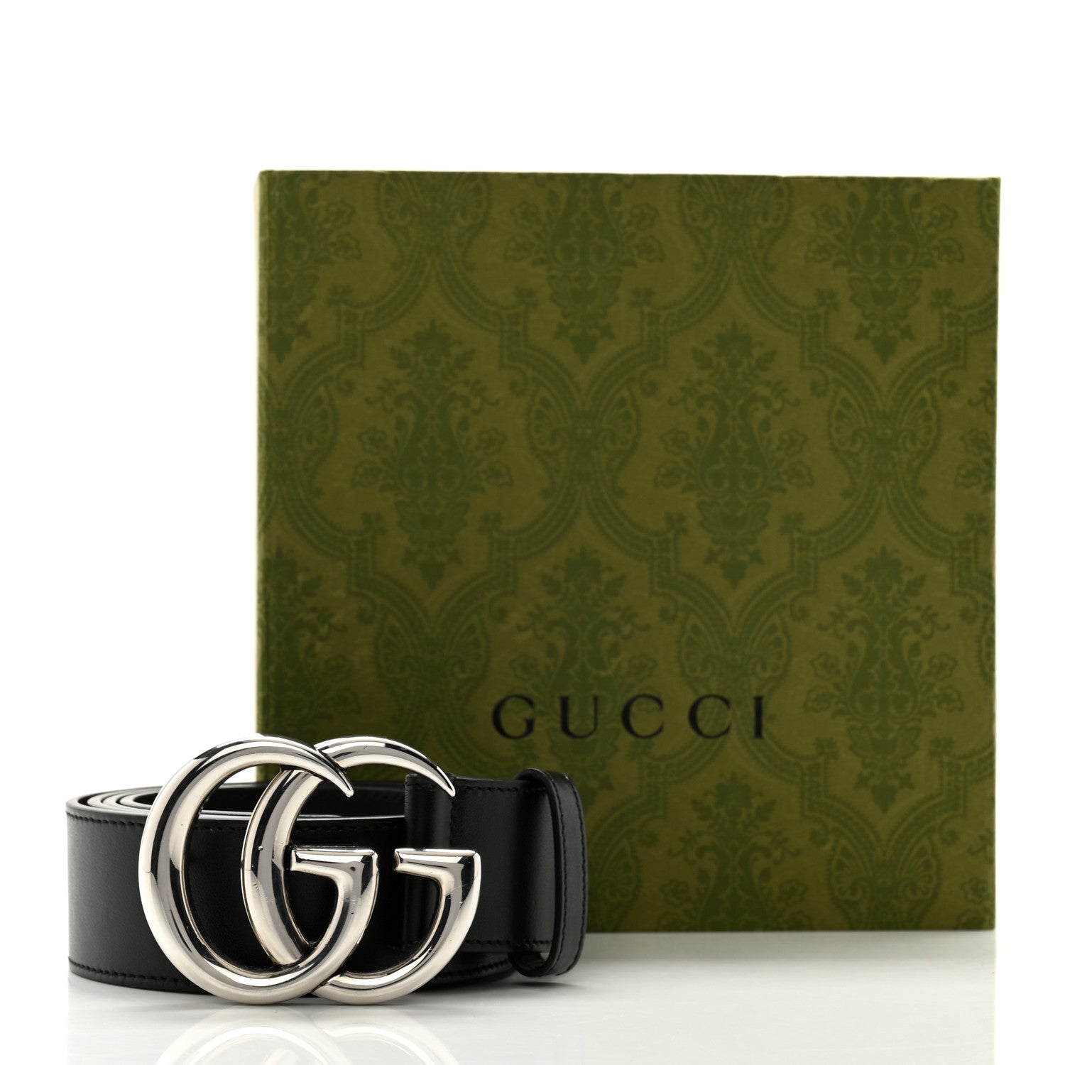 Gucci Plutone Calfskin Palladium Double G 40mm Belt 105 42 Black 8 of 8