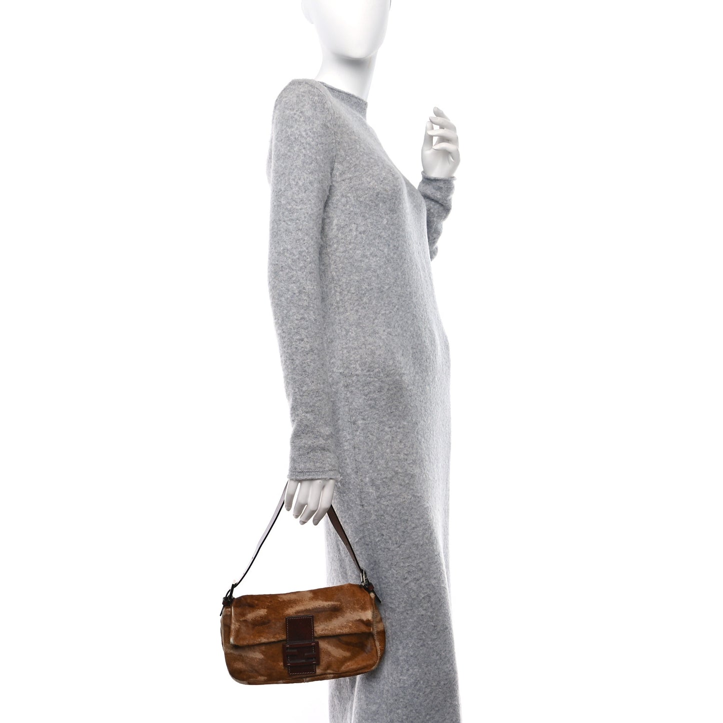 Calf Hair Zebra Print Baguette Brown