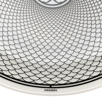 Hermes Porcelain H Deco Dinner Plate Set of 2 Black White 3 of 5