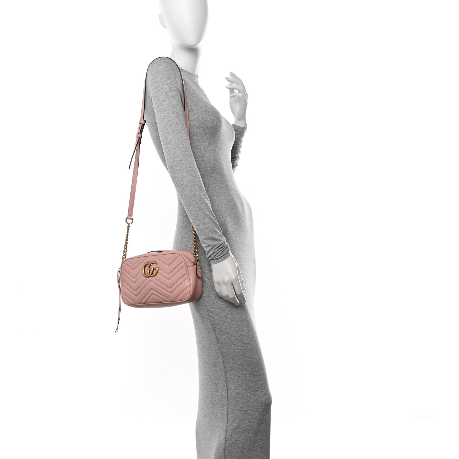Gucci Calfskin Matelasse Small GG Marmont Chain Shoulder Bag Perfect Pink 2 of 13