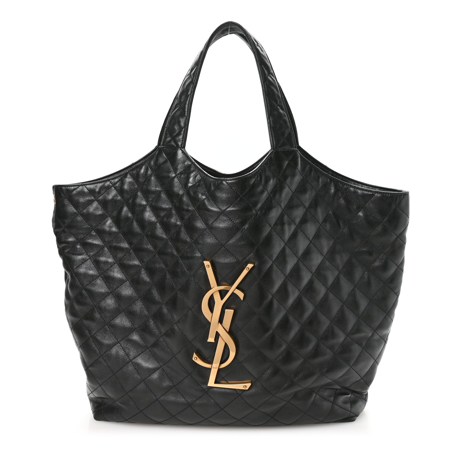 Lambskin Quilted Maxi Icare Shopping Tote Black