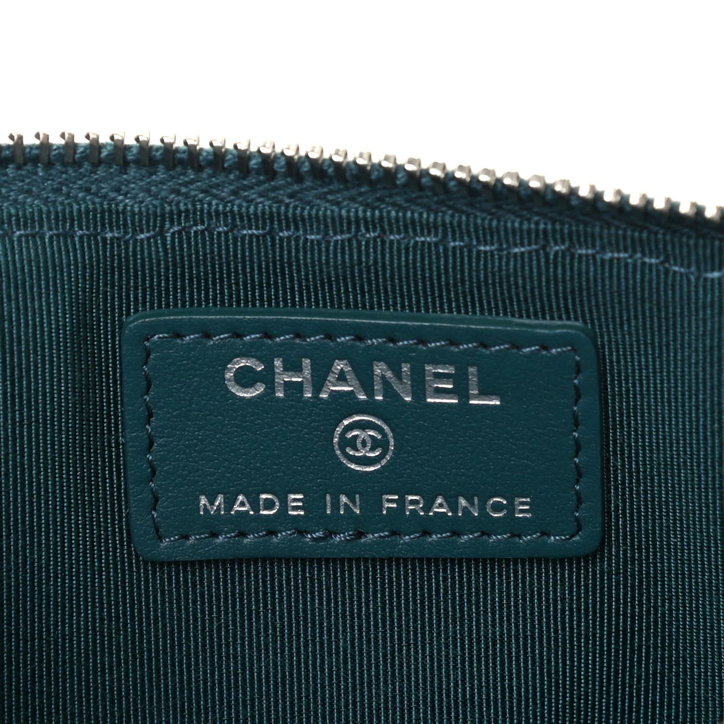 Caviar Quilted Classic Flat Wallet Pouch Dark Turquoise