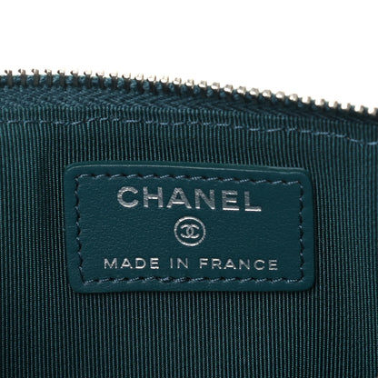Chanel Caviar Quilted Classic Flat Wallet Pouch Dark Turquoise 6 of 7