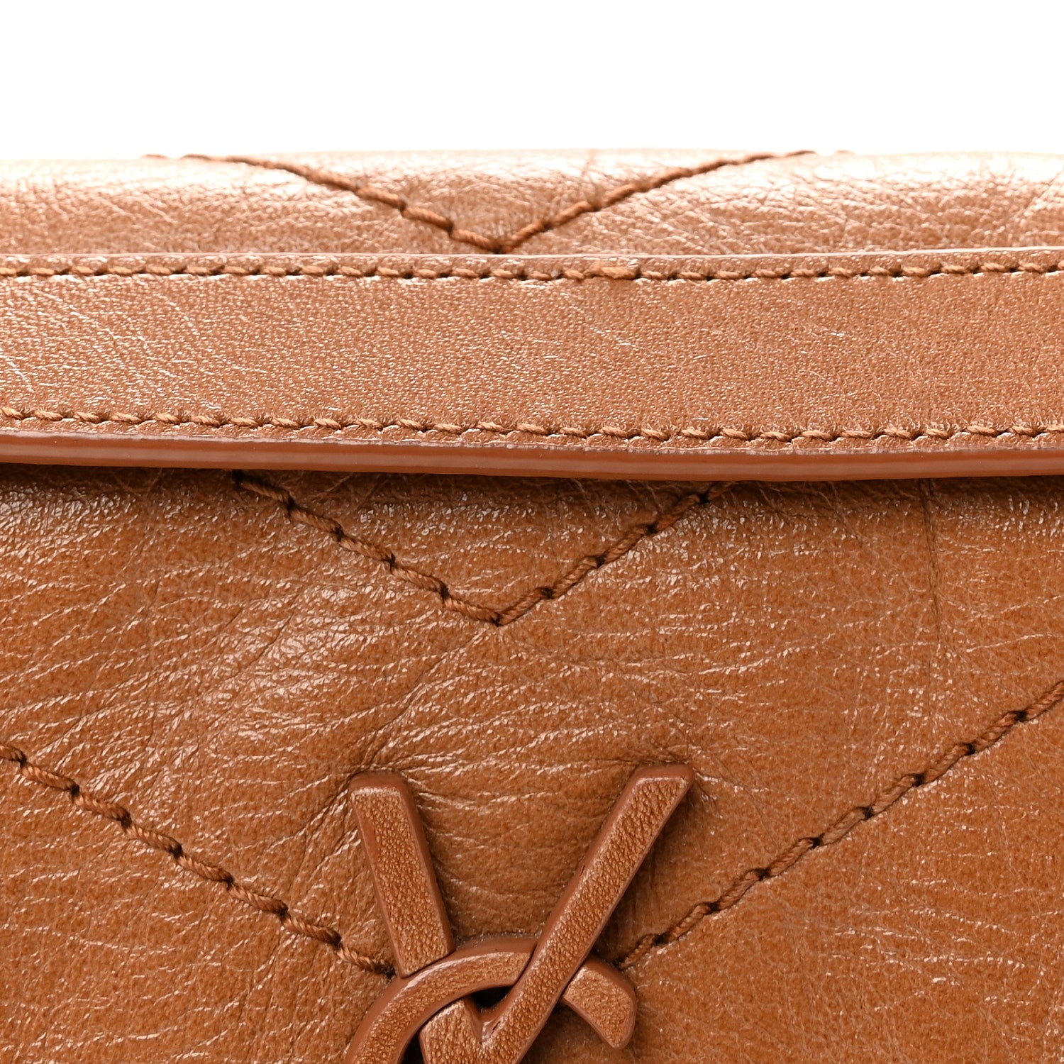 Saint Laurent Crinkled Calfskin Matelasse Monogram Baby Niki Chain Satchel Light Caramel 7 of 9