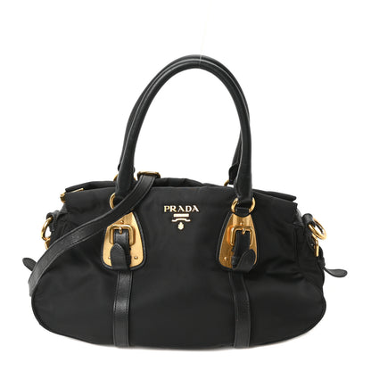 Prada Tessuto Nylon Soft Calfskin Shopping Satchel Black 1 of 10