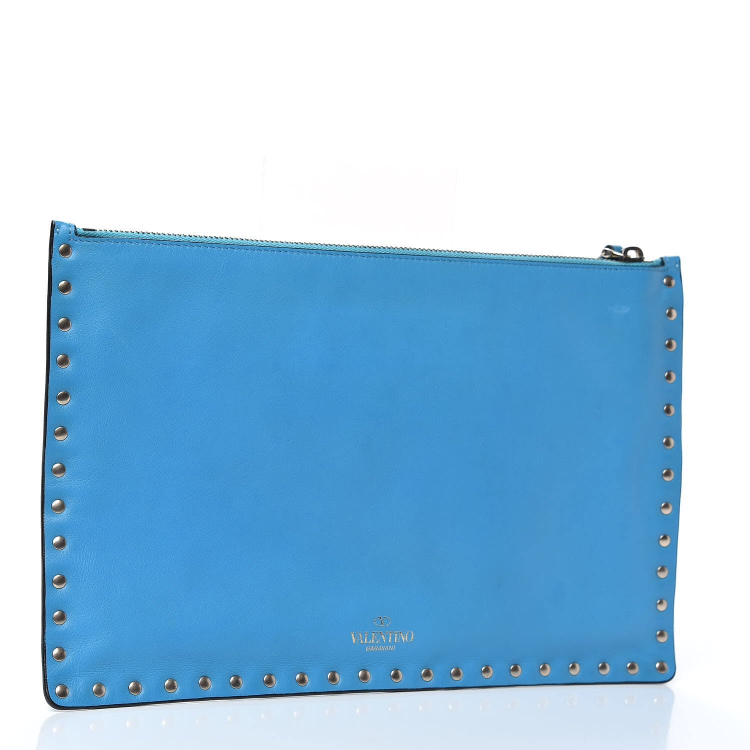 Valentino Garavani Vitello Large Rockstud Zip Pouch Parrot 3 of 8