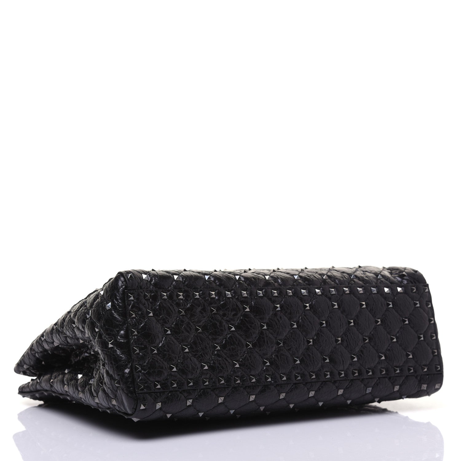 Valentino Garavani Craquele Nappa Rockstud Spike Shoulder Tote Black 4 of 14