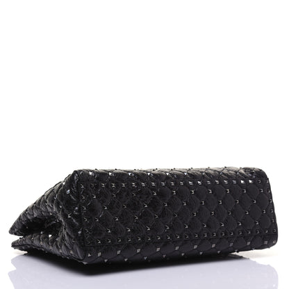 Valentino Garavani Craquele Nappa Rockstud Spike Shoulder Tote Black 4 of 14