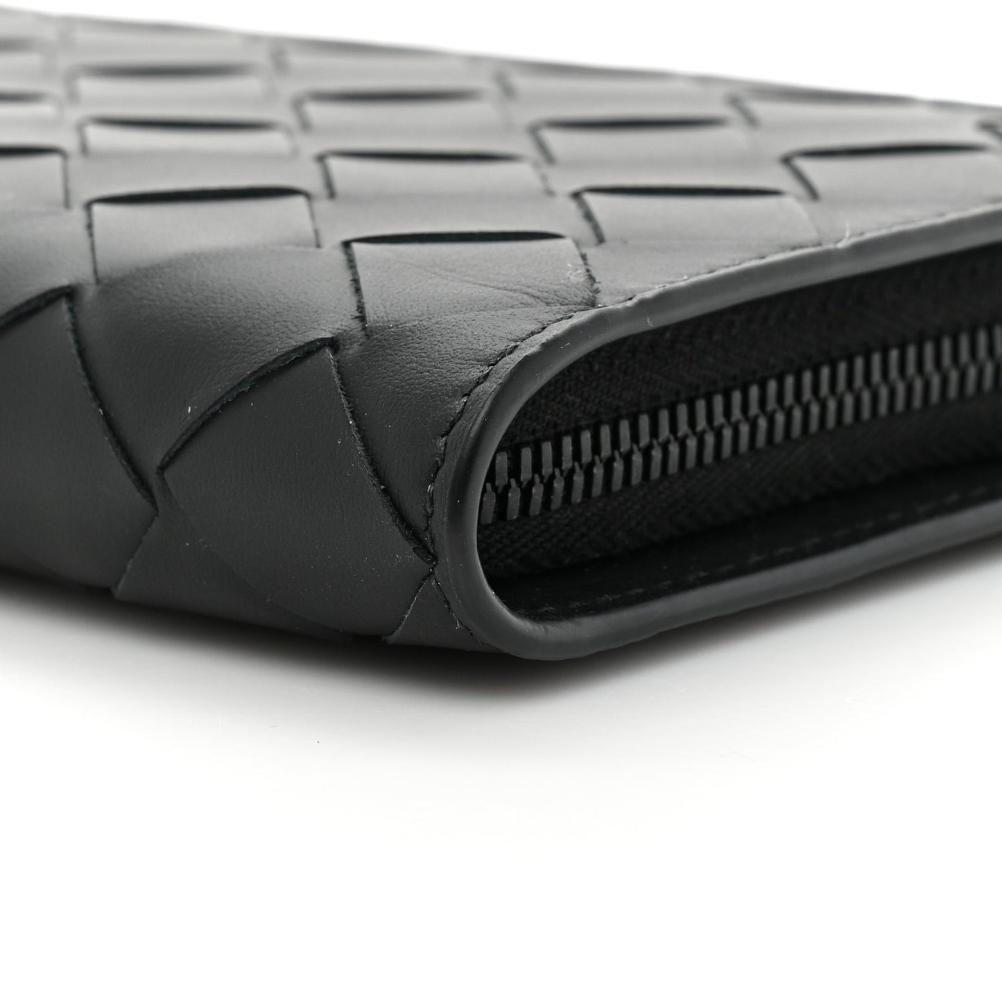 Nappa Intrecciato Zip Wallet Black