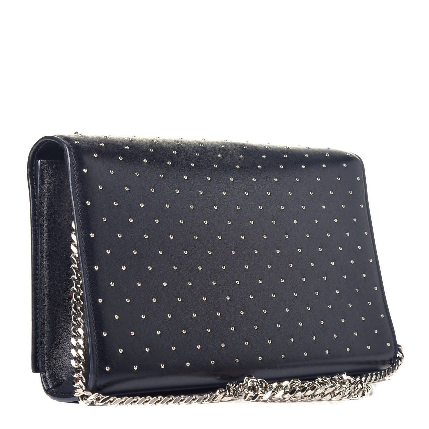 Calfskin Studded Medium Monogram Satchel Black