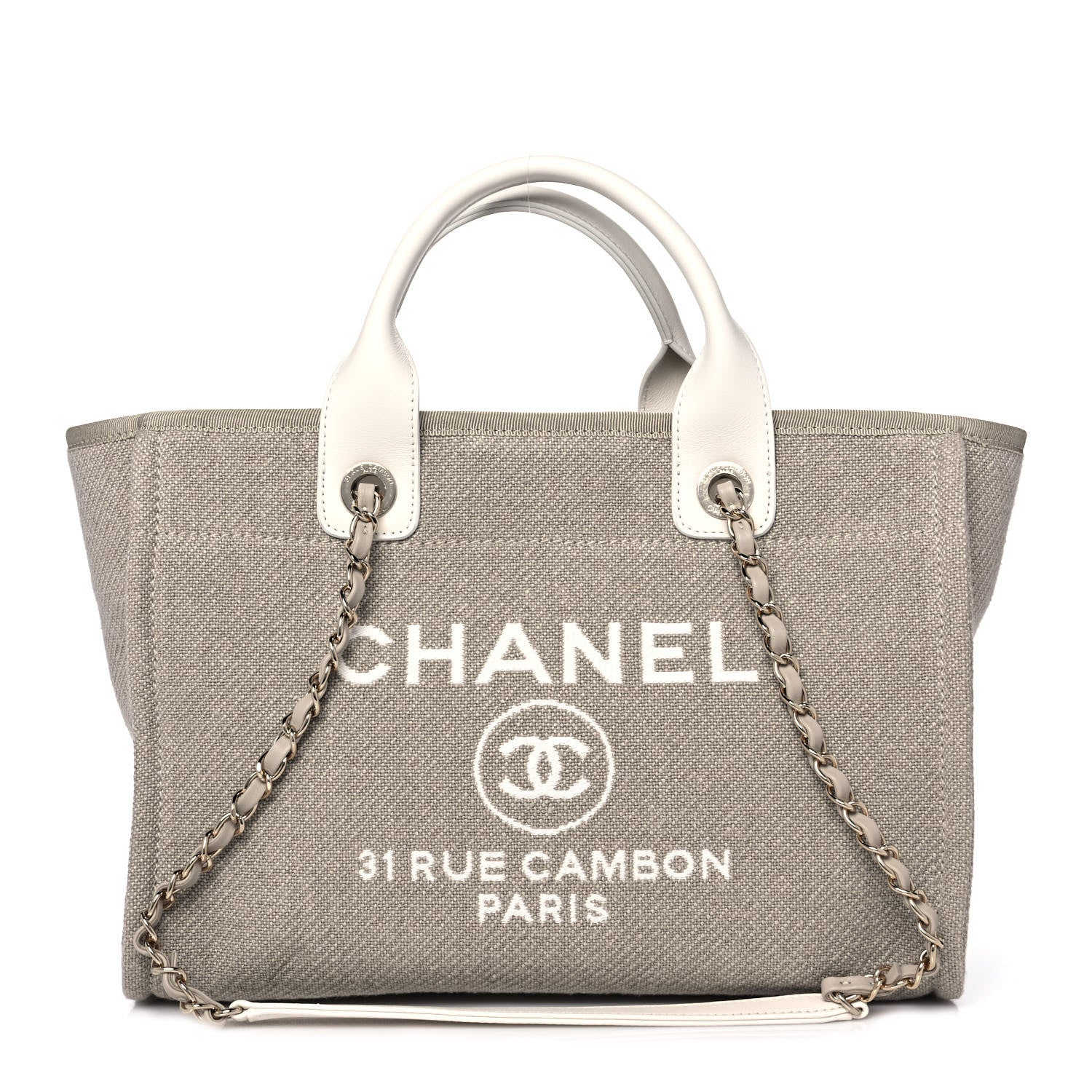 Chanel Mixed Fibers Calfskin Medium Deauville Tote Light Grey 1 of 9