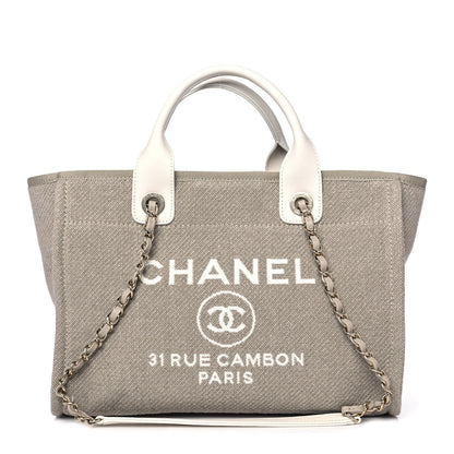 Chanel Mixed Fibers Calfskin Medium Deauville Tote Light Grey 1 of 9
