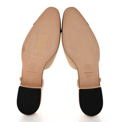 Chanel Suede Cap Toe CC Slingback Pumps 36.5 Beige Black 5 of 10