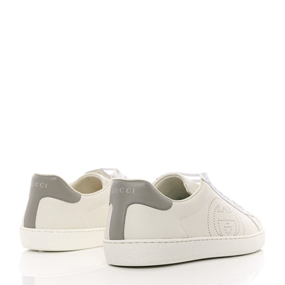 Gucci Calfskin Interlocking G Perforated Mens Ace Sneakers 9 White Grey Sky 4 of 9
