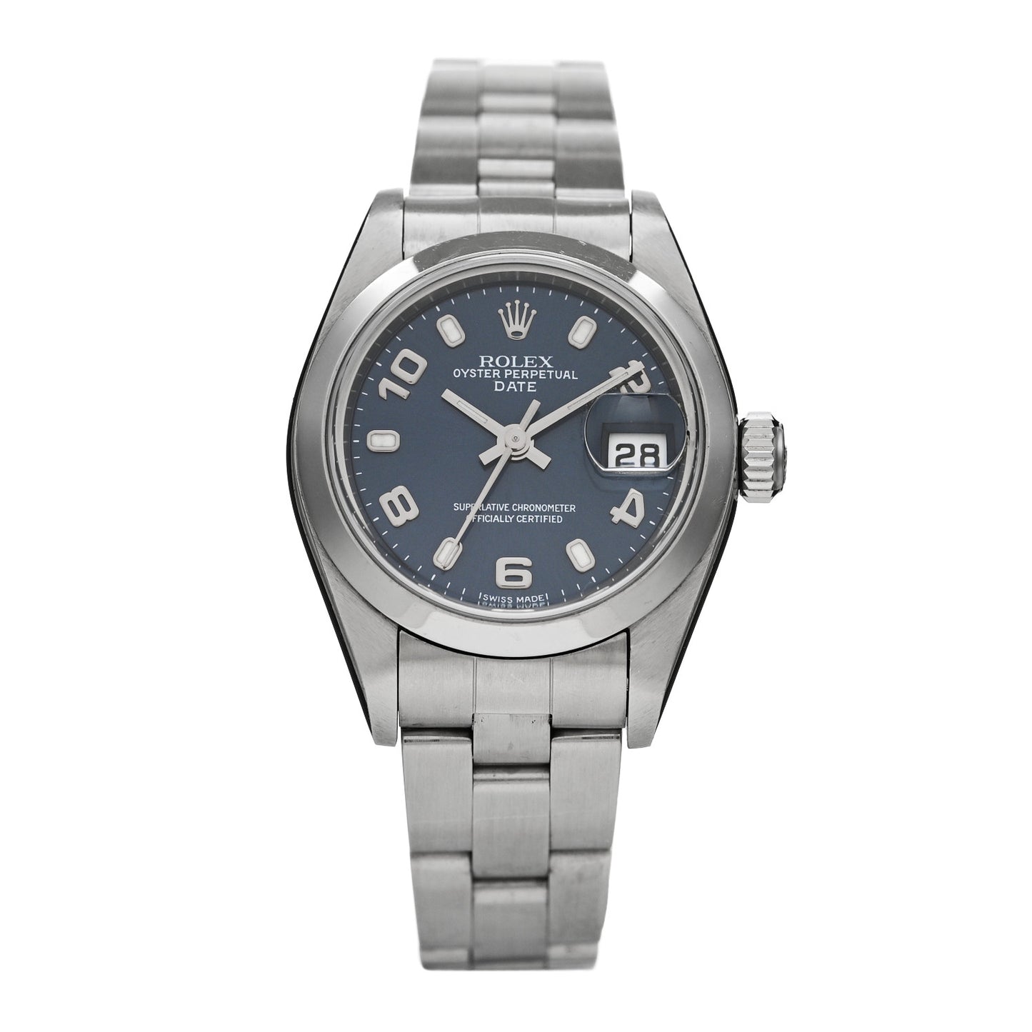 Stainless Steel 26mm Oyster Perpetual Date Watch Blue 79160