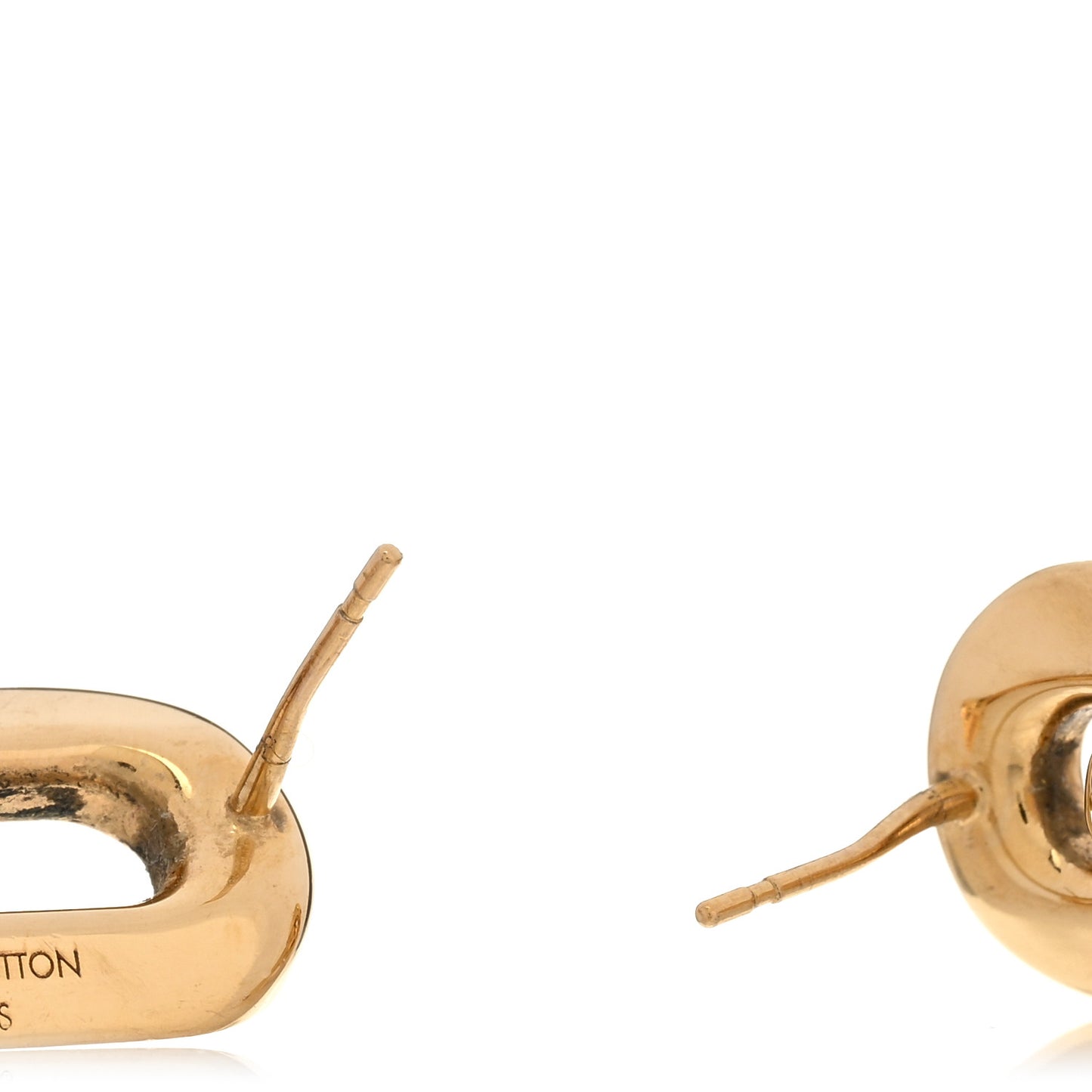 Metal LV Edge Double Hoop Earrings Gold