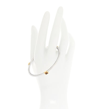 David Yurman Sterling Silver 18K Gold Citrine 3mm Color Classics Three Station Bangle 2 of 5