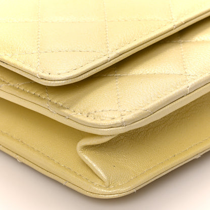 Chanel Cloudy Pearly Goatskin Quilted Wallet on Chain WOC Light Yellow 8 of 10