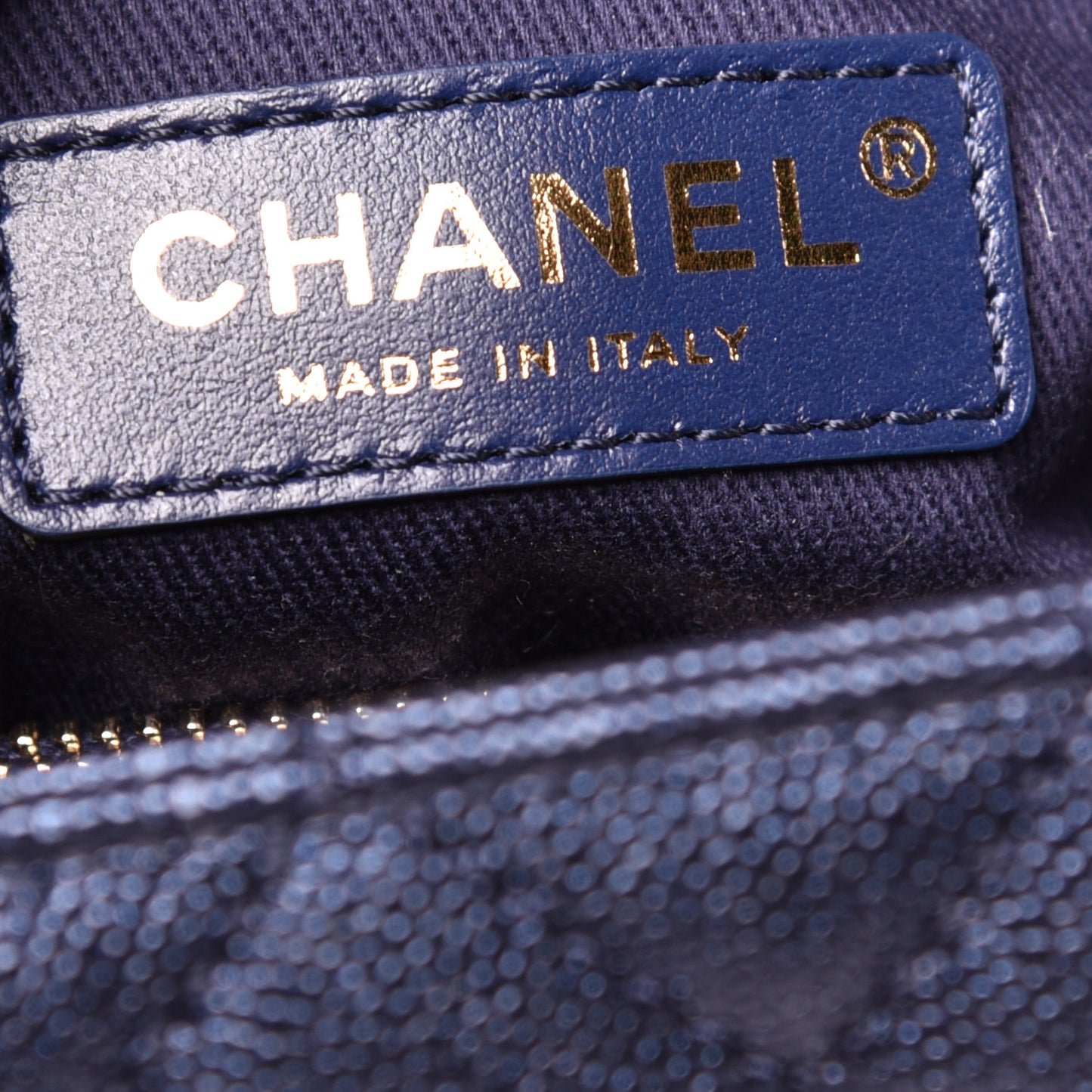 Iridescent Caviar Quilted Small Coco Handle Flap Dark Blue
