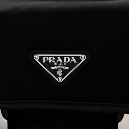 Prada Re-Nylon Saffiano Pocket Double Snap Buckle Shoulder Bag Black 13 of 13