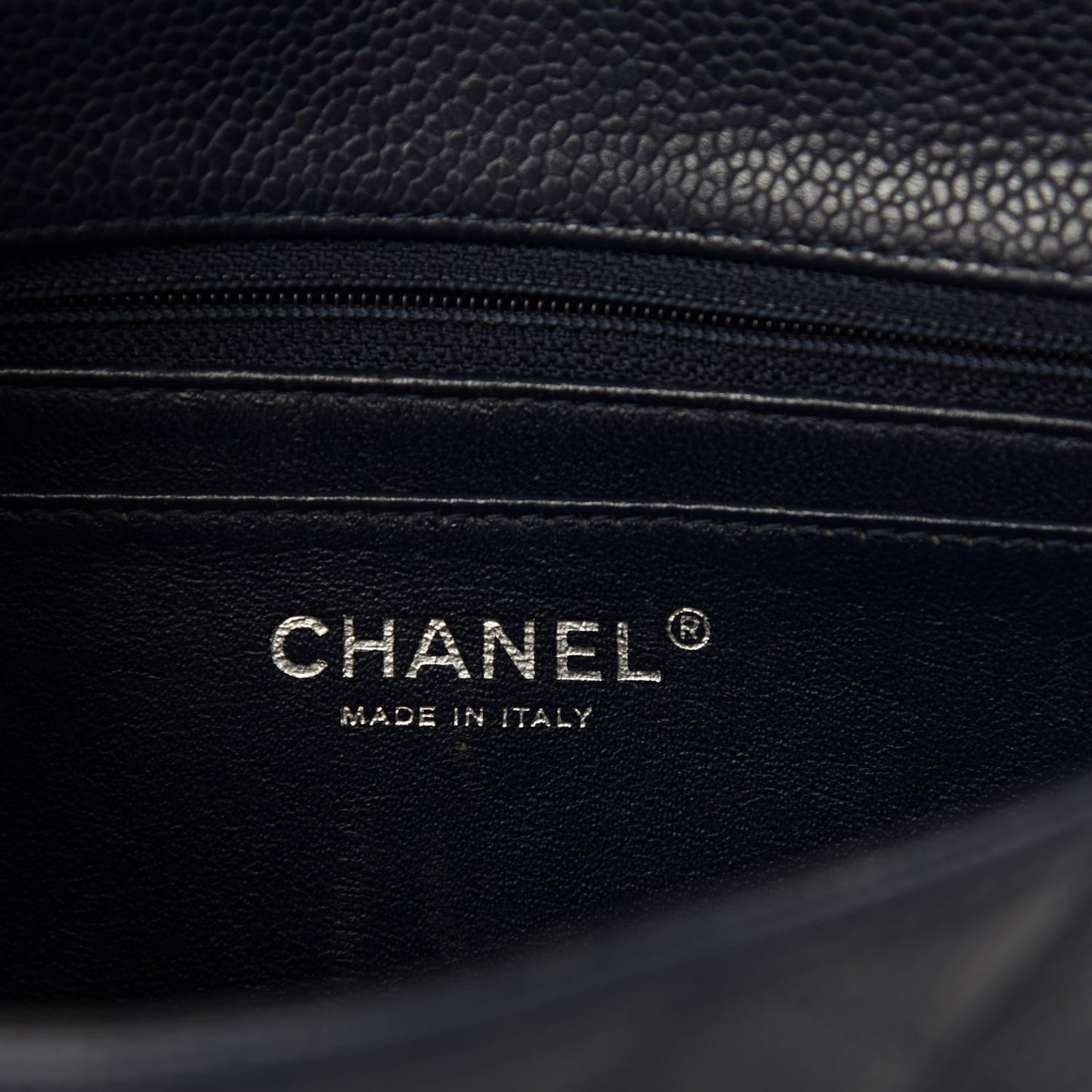Caviar Quilted Mini Rectangular Flap Navy