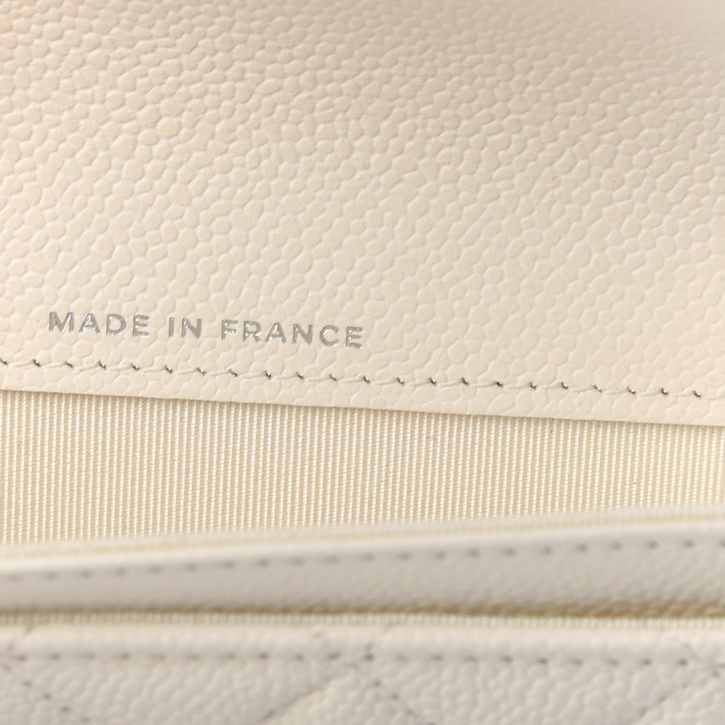 Caviar Quilted Flap Card Holder Wallet White