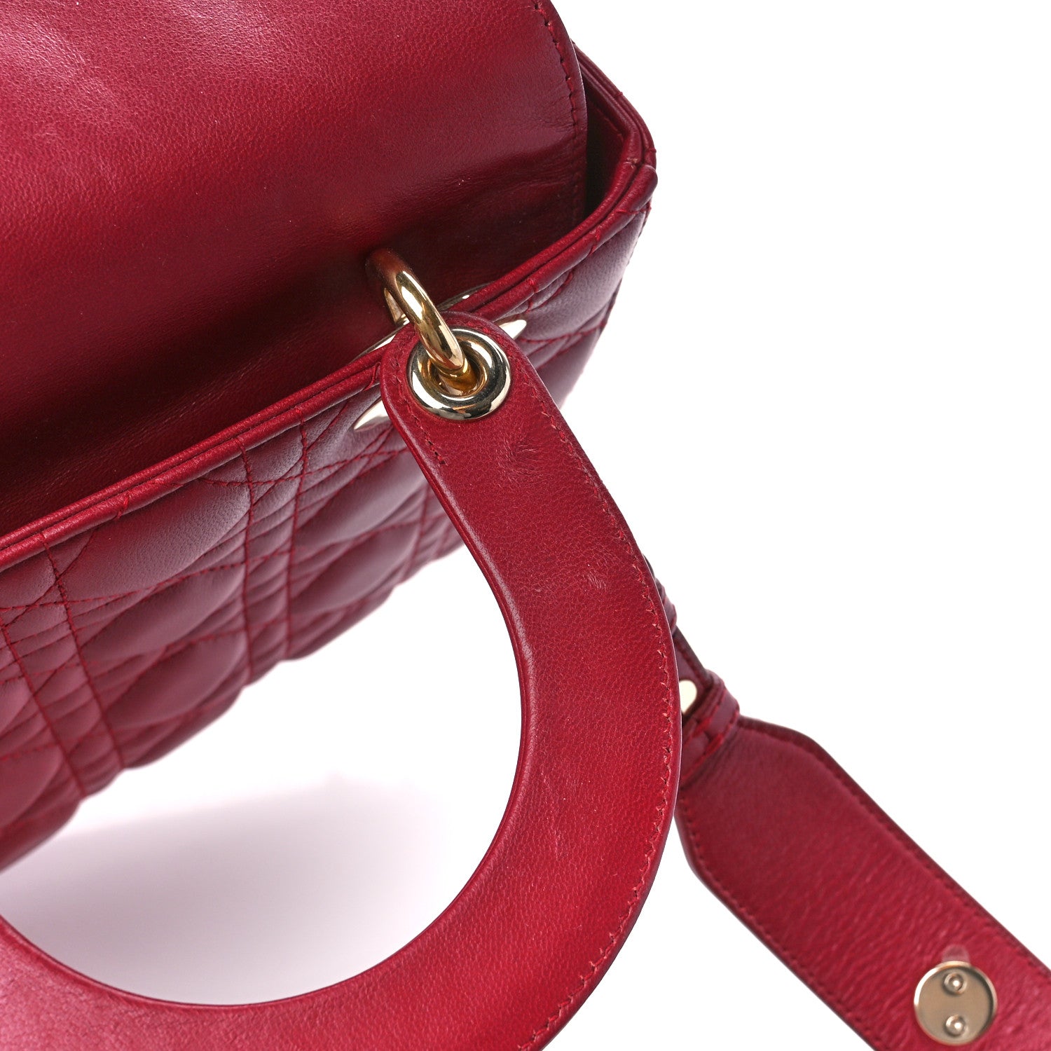 Christian Dior Lambskin Cannage Small Lucky Badges My Lady Dior Red 13 of 14